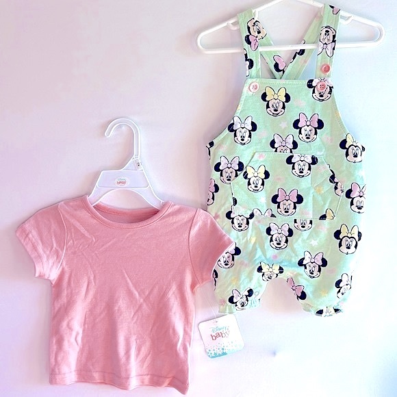 🆕 Disney Minnie Mouse 2-Pc 18M Tee & Snap-Close Adjustable Button Overall Set - Picture 7 of 16